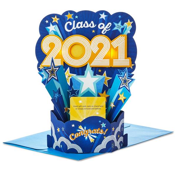 2021 grad cards Hallmark Graduation Card Class of 2021 Blue and Yellow Pop Up