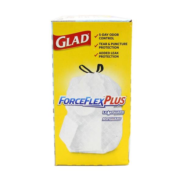 Glad ForceFlexPlus Tall Kitchen Drawstring Trash Bags, Unscented