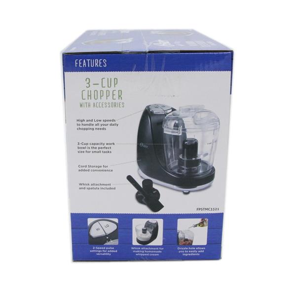 Oster 3-Cup Mini Food Chopper With Whisk, Black