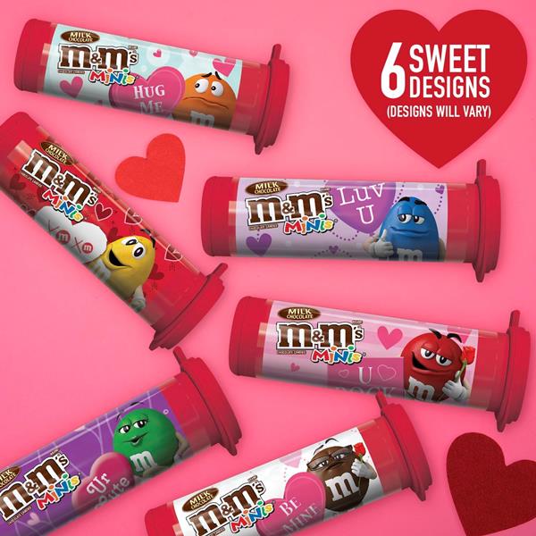 M&M'S Minis Valentines Day Milk Chocolate Candy Tube, 1.08 oz