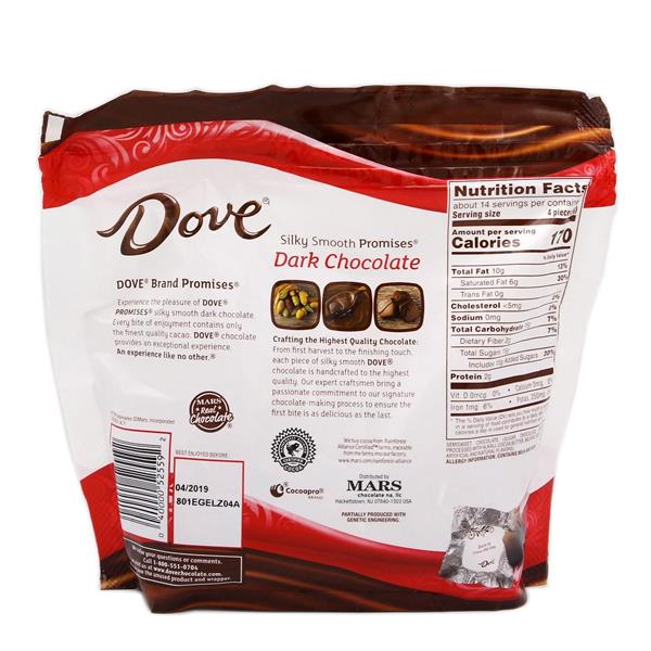 Dove Dark Chocolate Nutrition Facts