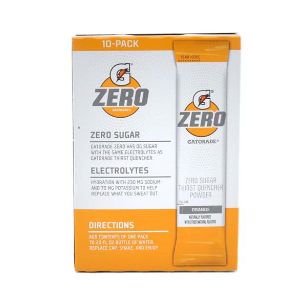 Gatorade Zero Sugar Thirst Quencher Powder, Orange 10-0.9 oz Packets ...