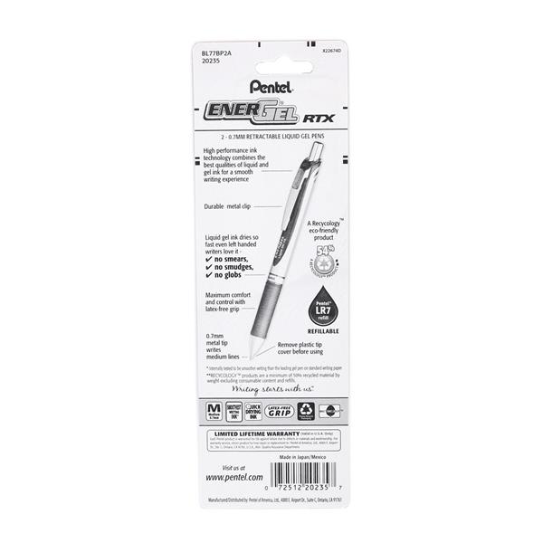 Pentel EnerGel Black Retractable, Medium