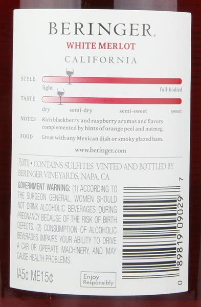 Beringer 2024 white merlot