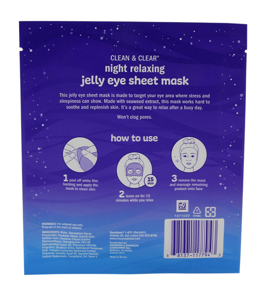 Clean & Clear Night Relaxing Jelly Eye Sheet Mask HyVee Aisles