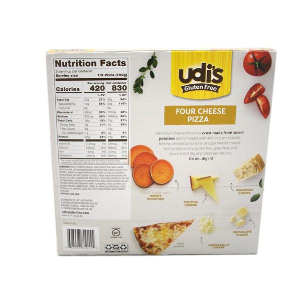 Udi's Gluten Free Grain Free Four Cheese Pizza Made With Sweet Potato