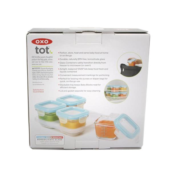 OXO Tot 4-Oz. Glass Baby Blocks Freezer Food Storage Container Set with  Tray - Macy's