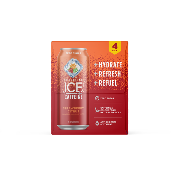 Sparkling ICE Caffeine, Strawberry Citrus Zero Sugar 4Pk | Hy-Vee
