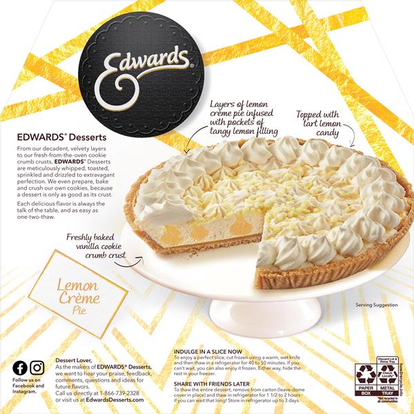 Edwards Crème Desserts Frozen Lemon Crème Pie | Hy-Vee Aisles