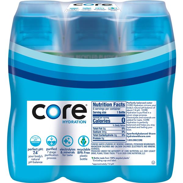 Core Hydration Water, Perfectly Balanced, 6 Pack 6 Ea, Water