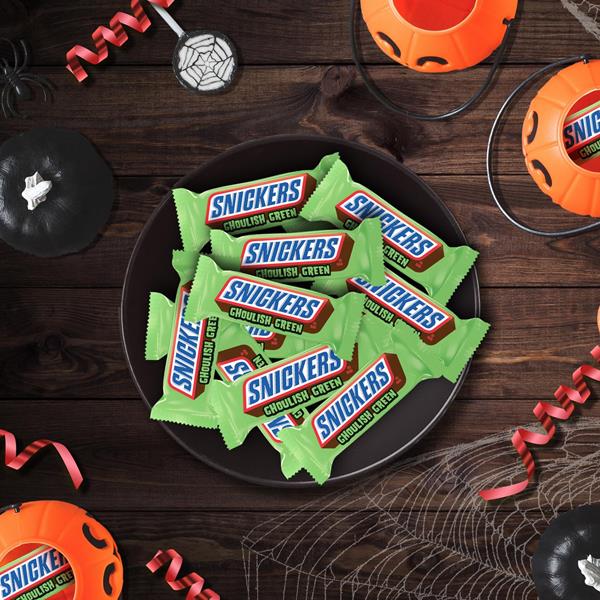 Ghoulish Green Snickers
 Hy Vee Aisles line Grocery Shopping